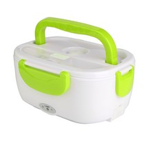 2 in 1 Car& Home Electric Heated Lunch Box Portable 12V 110V 220V Bento Boxes Food Heater Rice Conta, green_옵션1, 1개