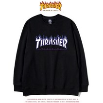 루즈핏 후드티 트렌드 THRASHER 화염 라운드넥 순 면맨투맨 남자 왕일박 같은스타일 와이드 풀오버 4296127114