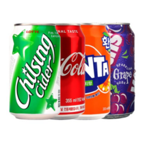 탄산음료 4종 콜라 사이다 환타 웰치 350ml x 24캔 세트, 단품