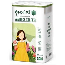 한예지 3겹 천연펄프 프리미어 화장지 30m 랜덤발송, 30롤, 1팩