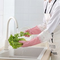 노르딕 기모 PVC 라텍스 고무장갑 3개 묶음, 블루+핑크+그린