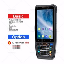 2D 바코드 스캐너 휴대용 견고한 핸드 터미널 PDA 데이터 수집기 NFC 4G 안드로이드 10 리더 레이저 포함, 02 1D Howneywell 4313_01 미국, 1개