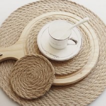 라탄 냄비받침 짚 받침대 주방 접시 캠핑 뚝배기, 원형-24cm