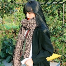 기타 라인 호피 스카프 여성 패션