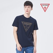 [게스] 골드 2중라인 PVC 삼각로고 반팔티 NL2K0543