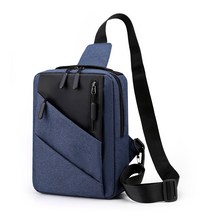 콘트라스트 컬러 디자인 남성 가슴가방 비즈니스 스타일 숄더백팩 USB 충전 메신저백 지퍼장식 포함