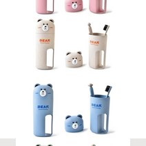 친환경 어린이위생안전 어린이집 칫솔 케이스 세트 캐릭터 양치컵 휴대용 여행용 키즈 답례품, 코끼리블루