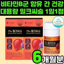 직장인 피로 회복에 좋은 영양제 밀크 시슬 티슬 시스 실리마린 씨유 추천 고함량 비타민B 간이 안좋을때 간 건강 식품 30대 40대 50대 남편 남자 회복제 개선 활력 셀렌 아연, 2박스(6개월분)