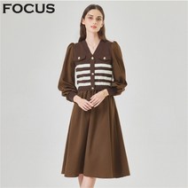 포커스 포커스 V넥골드버튼포인트원피스_VF3F1OP3191