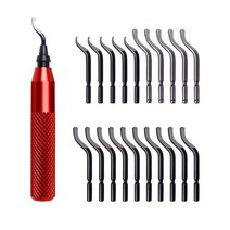 Metal Deburring Tool Kit Rotary Cutters With 21 High-Speed Steel Burr Removal Blades For Wood, [01] 빨간