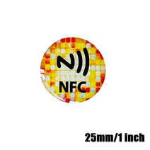 NFC스티커 보조배터리 카드지갑 키링 그립톡 도어락 타투티머니 실리콘 제작 케이스 핸드폰스트랩 카드 휴대폰 RFID 태그 NFC 에폭시 패시브 비접촉 스티커 소셜 미디어용 25mm, 18.NFC016-25MM
