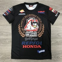 혼다 오토바이 반팔 티셔츠 사계절 모토GP 마르케즈 93호, S, 화이트
