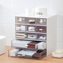 쌓아올리는 서랍함 미니서랍 수납함 책상정리 정리함 플라스틱 칸막이 멀티박스 수납, 화이트 3칸
