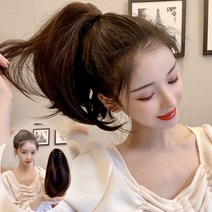 하이유니 숏 포니테일 짧은 붙임머리 헤어 여자 여성 부분 피스 가발 28cm, 라이트브라운 / 28cm