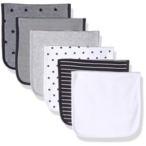 Amazon Essentials 유니 아동용 트림 천 6개 팩 그레이/화이트 별/스트라이프/뉴트럴 원 사이즈, Grey/White Stars/Stripe/Neutr