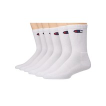 챔피온 여성 여자 더블 드라이 6쌍 로고 크루 양말 블랙 9, White