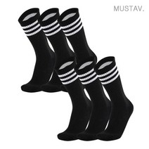 [머스타브] 여성 여자양말 고급양말 쿠션 니삭스 6켤레, 블랙