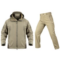 전술복 udt 독사 흑 특전사 야외 전술 군사 재킷 남자 TAD Softshell 양털 위장 방수 + 바지 캠핑 하이킹, 03 Khaki_01 S