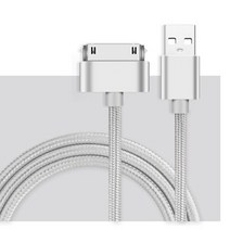 SUPTEC-아이폰 4 용 USB 케이블 나일론 편조 와이어 고속 충전 30 핀 아이패드 1 2 나노 데이터 코드, 04 Silver_03 1.5 m