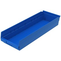 Akro-Mils 30184 플라스틱 중첩 선반 상자 61cm x 20.3cm 10.2cm 블루 6팩 473675, Blue