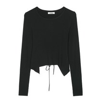 뒤트임 라운드넥 니트 긴팔 무지 단색 심플