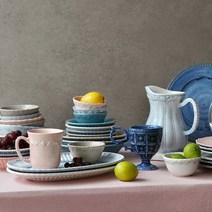 포르투갈 메세라미카 티에라 줄리엣 어거스타 접시 도자기그릇 찻잔 중세유럽 앤틱 접시,  줄리엣 플래터, 크리스탈블루