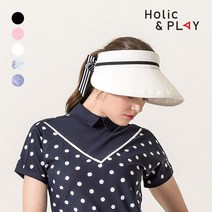 홀릭앤플레이 여성 셔링 와이드 골프썬캡 HB2UAC001, Free, 블랙