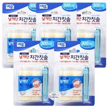 네오 날개단 날개형 치간칫솔 휴대용 리필(300P+15P) 5개 일회용 이쑤시개 케이스