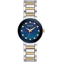 Bulova 여성용 모던 밀레니아 3핸드 쿼츠 시계 블랙 마더 오브 펄 엣지 투 크리스탈