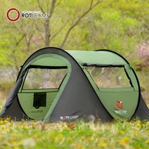 로티캠프 원터치텐트 네이처 팝업 텐트 3-4인용, 올리브카키, 3~4인용