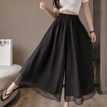 일상화보 나이스 여성 쉬폰 와이드 밴딩 팬츠 여름 데일리룩