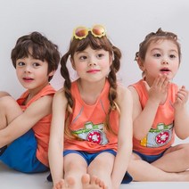 키키스토리 여름신상 무형광 포토타임 유아 아동 민소매 상하복