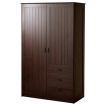 이케아MUSKEN 무스켄 옷장+도어2/서랍3 브라운 124x