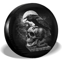 지프 카시트 커버Skull Spare Tire Cover Sugar 지프 스페어 타이어 커버 할로윈 선물 재미있는 백업 카메, 09 금_01 14in