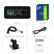 MR CARTOOL M60 자동차 나침반 경사계 속도계 GPS 속도 경사 디지털 틸트 미터 자동 오프로드 액세서리, 01 Black