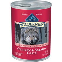 Blue Buffalo Wilderness 연어 치킨 그릴 그레인 프리 강아지 사료 통조림 12.5온스 12강아지입