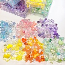 오로라 비즈 키링 만들기 팩 데코덴 파츠 꾸미기 팔찌 악세사리 만들기 DIY 탑꾸, 레드, 1개