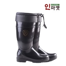 LEVER 겨울 고무 장화 방한 방수 PVC 미끄럼방지 털 부츠, 250, 블랙