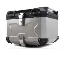 오토바이 탑박스 배달 가방 알루미늄 테일 오토바이 범용 탈착식 사이드 박스 사이드백, 65리터 실버 X-버전 테일박스 + 안감 + 등받이 +