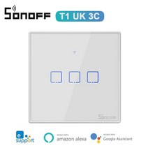 스마트홈SONOFF T1/T2/T3/T0 WiFi 스마트 스위치 홈 자동화 모듈 EU/UK/US 벽 eWelink Google Home alexa, 33 T1 3Gang UK