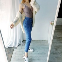 도도스타일 레이든 중청 진청 키작녀 일자 청바지