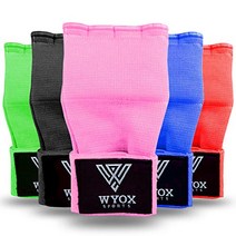 WYOX 권투 핸드 랩 젤 너클 패딩 내부 탄성 퀵 랩 여성용 주먹 보호 권투 장갑 남성 손목 랩 MMA 무에타이 트레이닝 핸드 랩 (핑크 S-M), 분홍색, 에스엠