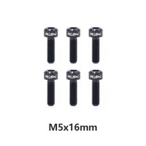 자전거 부품 용품 전기자전거위험 6pcs m5x18mmm5x20mm 티타늄 스템 나사 볼트 와셔 포함 mtb 스티어링 스템 핸들 바 초경량 스템 나사, M5x16 블랙