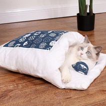 고양이 이불 담요 침낭 강아지 방석 쿠션, 블루