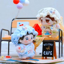 10cm 15cm 20cm 인형 옷 무속성 크림 곰돌이 멜빵 스커트 코디, 크림베어(4종세트)