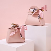스카프포장 구디백포장 작은 리본 선물상자, 아이보리