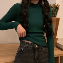 라임색니트 연두색 긴팔 겨울 가을 티셔츠 니트 스웨터 여성
