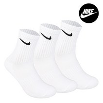 나이키양말 3개1세트 흰양말 스우시양말 나이키필수템 에브리데이 쿠션 크루 3팩, 화이트+블랙