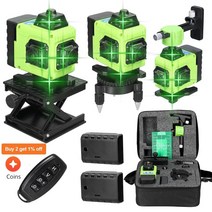 다기능 레이저 레벨기 1612 라인 그린 라이트 레이저 레벨 셀프 레벨링 기계 배터리 레벨링 도구 접지 벽 스티커, typeb 12줄 eu