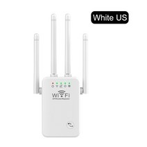 라우터 와이파이 익스텐더 신호 부스터 2.4 GHz 앰프 300Mbps 간편한 설정 4 안테나 장거리 가정용 이더넷 포트, [02] White US